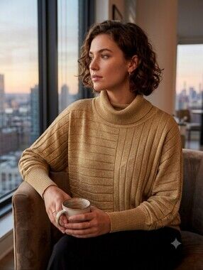 Joseph A Gold Turtle Neck Sweater Size XL
